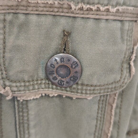 Ephemera Military Style Distressed Moto Jacket – Olive Green – Size S - Picture 3 of 3